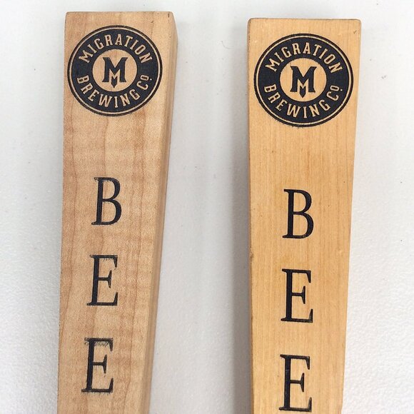 Lot of 2 Migration Brewing Beer Tap Handles Portland Oregon Wood - Picture 4 of 7